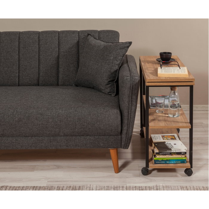Hanah Home Mesa Auxiliar Industrial Tablero Melamina Pino Atlántico y Negro 70x63x76 cm